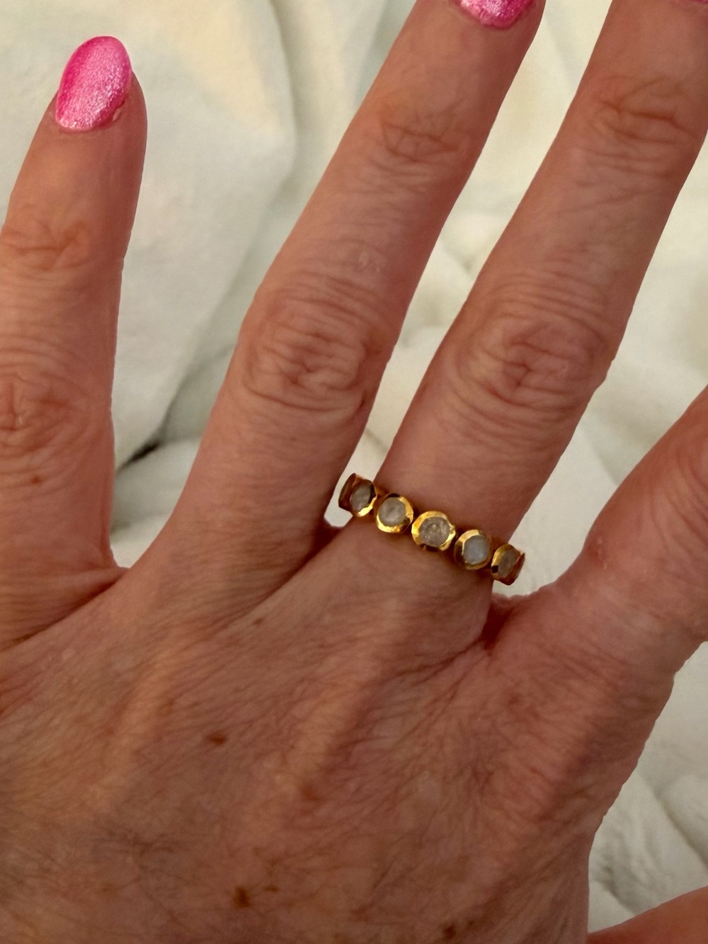 Freida Rothman Gold Bezel Stone eternity Band Ring - size 6